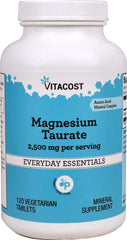 Vitacost Magnesium Taurate 120 Vegetarian Tablets bottle - magnesium supplement