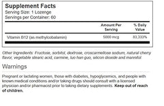Close-up of Vitacost Methyl B-12 Sublingual lozenges in bottle