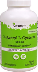 Bottle of Vitacost N-Acetyl Cysteine (NAC) 600 mg – 240 capsules