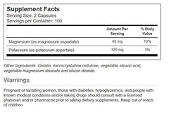 Vitacost Potassium & Magnesium 200 Capsules bottle label and nutrition information
