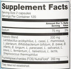 NutraFlora FOS prebiotic ingredient label