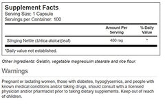 Close-up of Vitacost Stinging Nettle Leaf 480 mg capsules