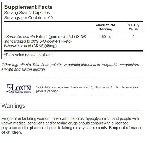 Close-up of Vitacost Synergy 5-Loxin® AKBA Boswellia Extract capsules