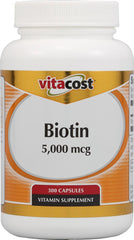 Vitacost Biotin 5000 mcg - 300 capsules bottle