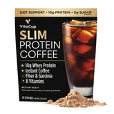 VitaCup Slim Protein Coffee Shake served iced in a glass for a protein-rich refreshment.