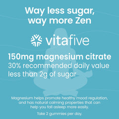 Two gummies showing 125mg magnesium citrate per serving