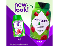 Nutrition facts panel for Vitafusion B-12 gummies