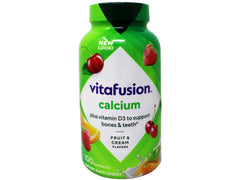 Packaging and product shot of Vitafusion Calcium Adult Gummies