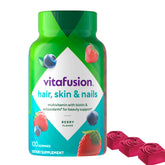 Vitafusion Gorgeous Hair Skin Nails bottle with Raspberry flavor