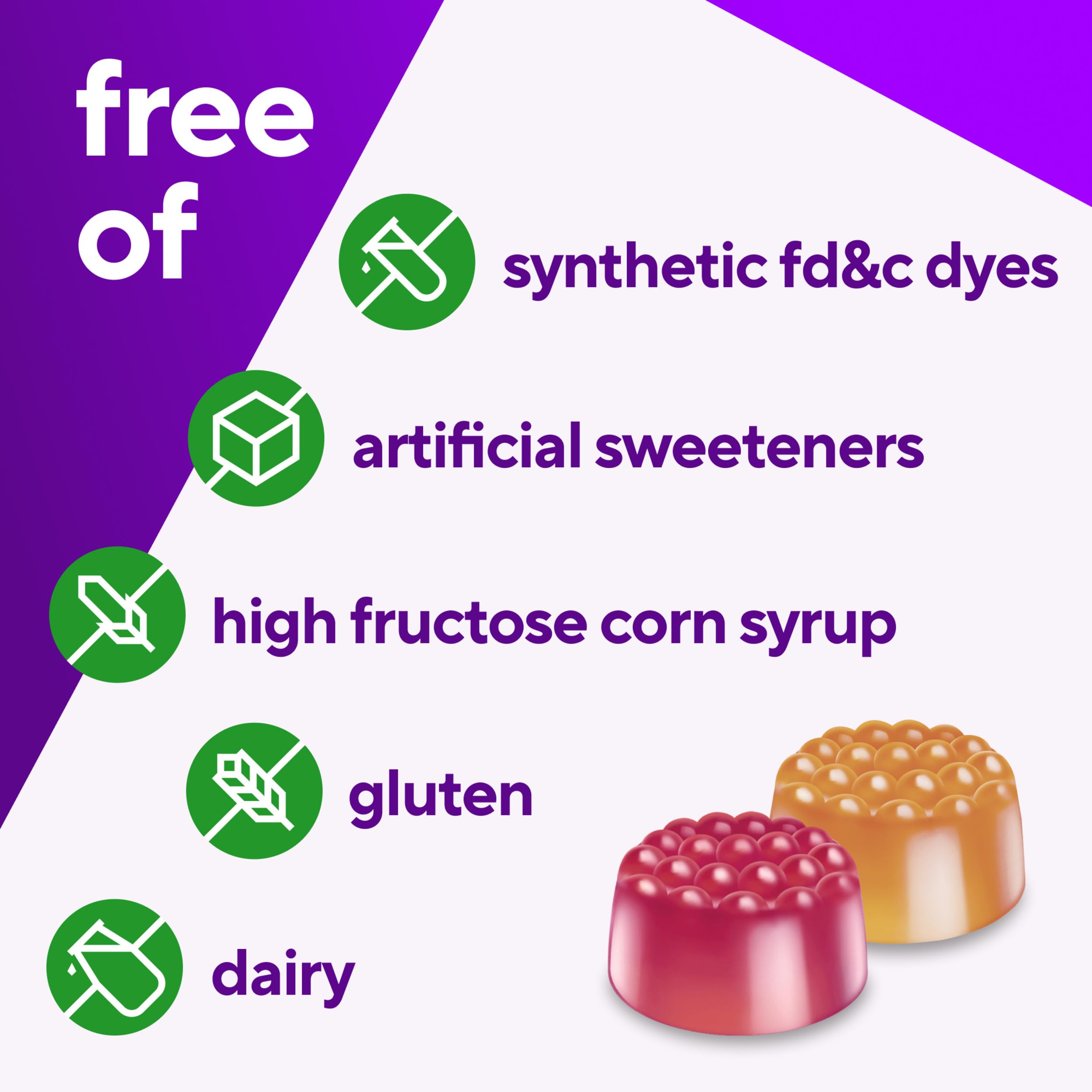 Nutrition information and no artificial dyes claim on label Nutrition information and no artificial dyes claim on label