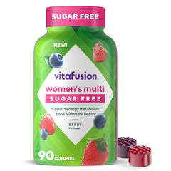 Vitafusion Women’s Sugar Free multivitamin bottle supports daily wellness.