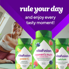 Vitafusion Women’s Sugar Free gummies fruit flavor close-up.