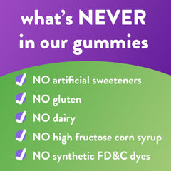 Product image highlighting free-from ingredients (no artificial sweeteners, gluten, dairy)