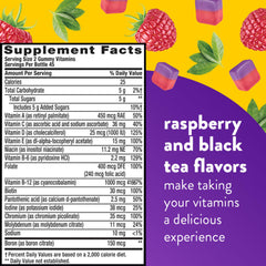 Nutrition facts label for Vitafusion Multi + Energy