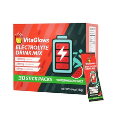 VitaGlows electrolyte powder watermelon pour supports rapid hydration during workouts.