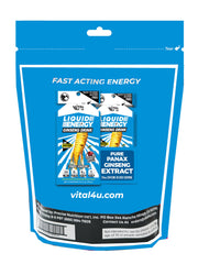 Ingredients and caffeine icons on VITAL 4U label