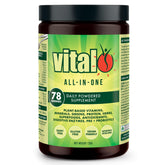 Vital All-in-One Daily Greens Powder bottle with scoop