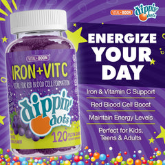 Grape-flavored vegan iron gummies – Vital+Boon (120ct) packshot