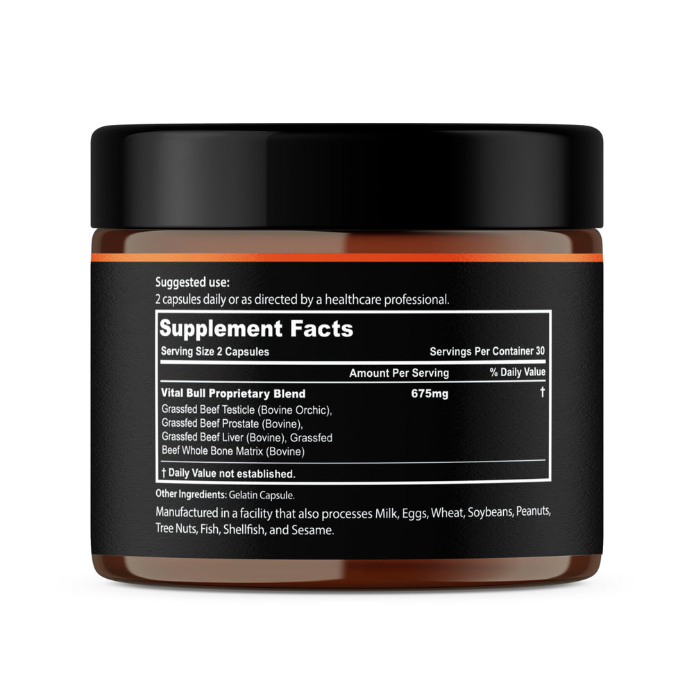 60-count bottle of Vital Bull Beef Organ Supplement