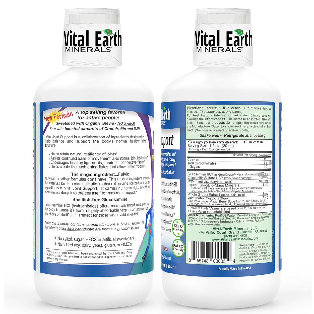 Included one-ounce serving cup for Vital Earth liquid joint supplement
