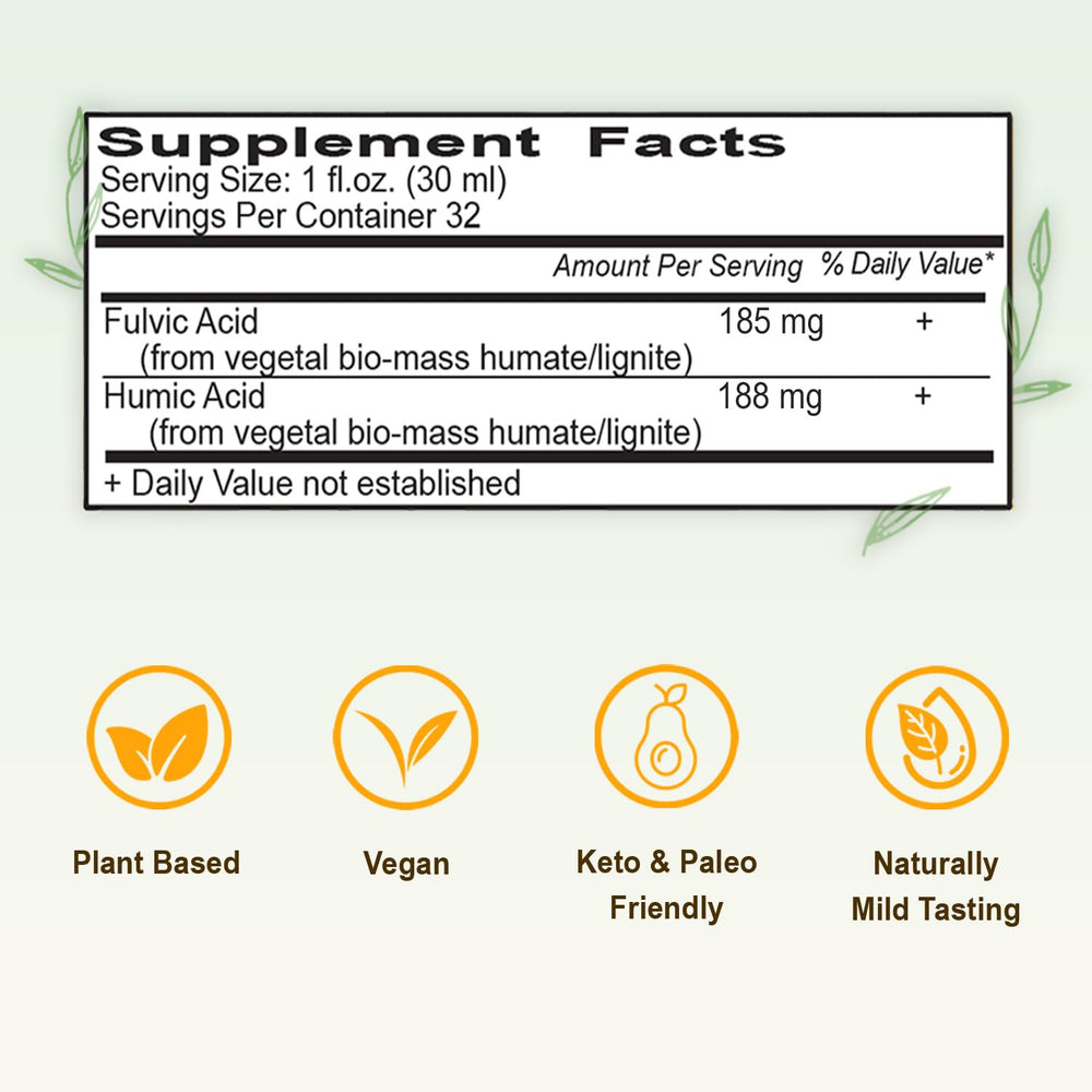 Vital Earth Minerals Fulvic Humic 2-pack bottle label