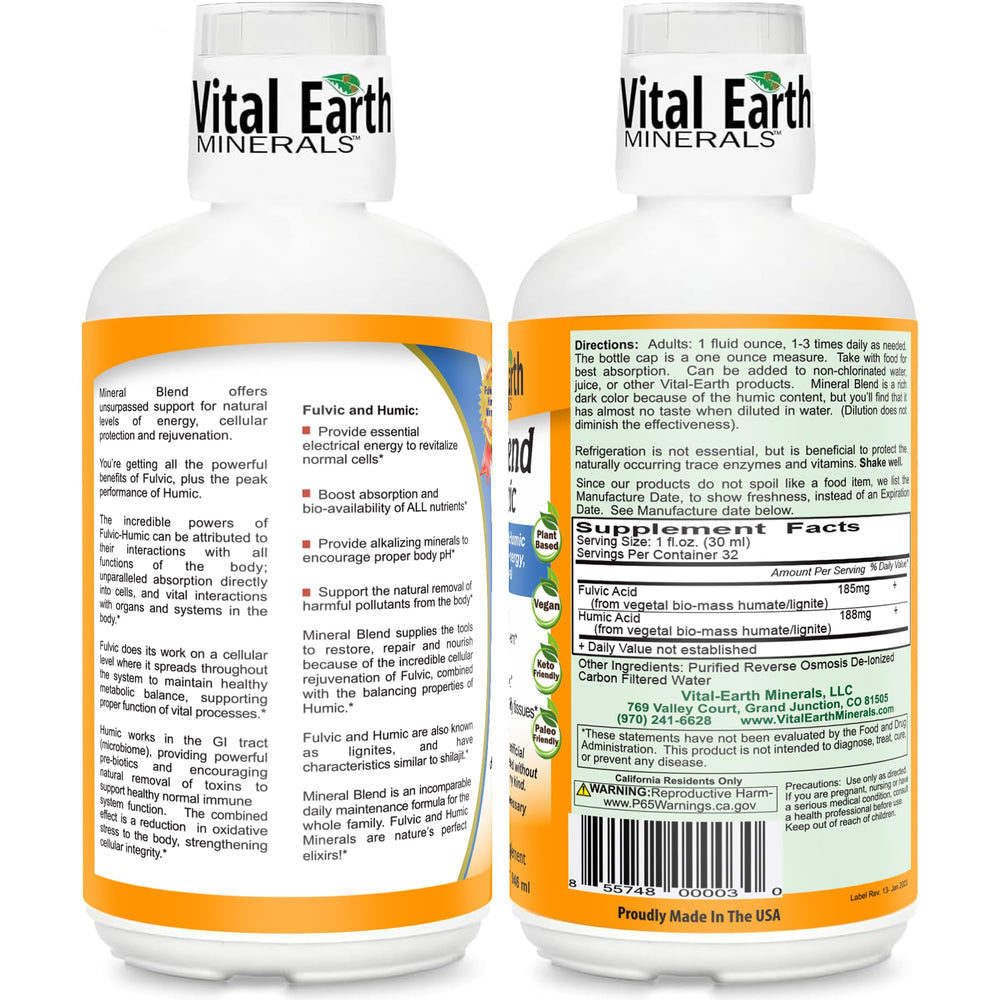 Vital Earth Minerals Fulvic Humic Liquid 2-Pack side view