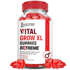 Justified Laboratories Vital Grow XL Extreme 2000mg gummies bottle on white background