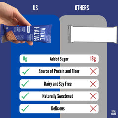 Vital Halva Original Bar texture closeup shows sesame crunch and rich flavor.
