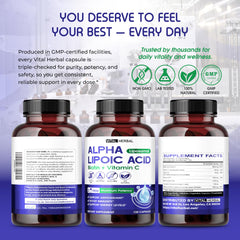 Nutrition facts and ingredients label for Vital Herbal supplement