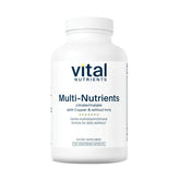 Front view of Vital Nutrients Multi-Nutrients 2 bottle highlighting copper-containing, iron-free citrate/malate formula