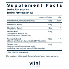 Adrenal Support ingredients including Ashwagandha root