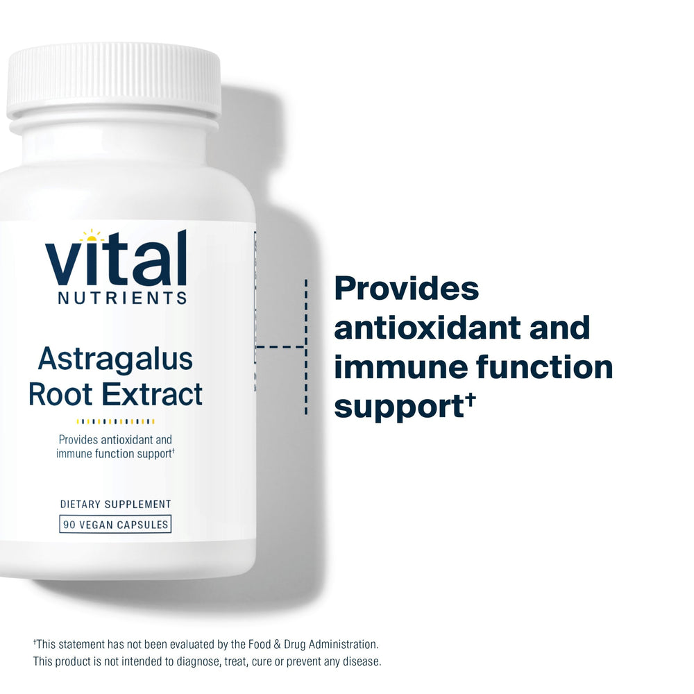 Lifestyle image of astragalus root extract bottle on a white background