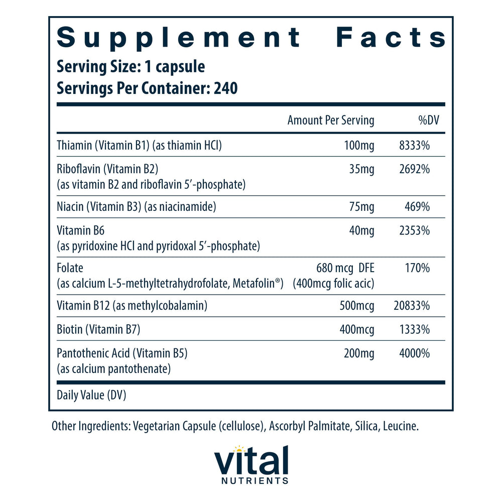 Vital Nutrients Vitamin B-Complex bottle label