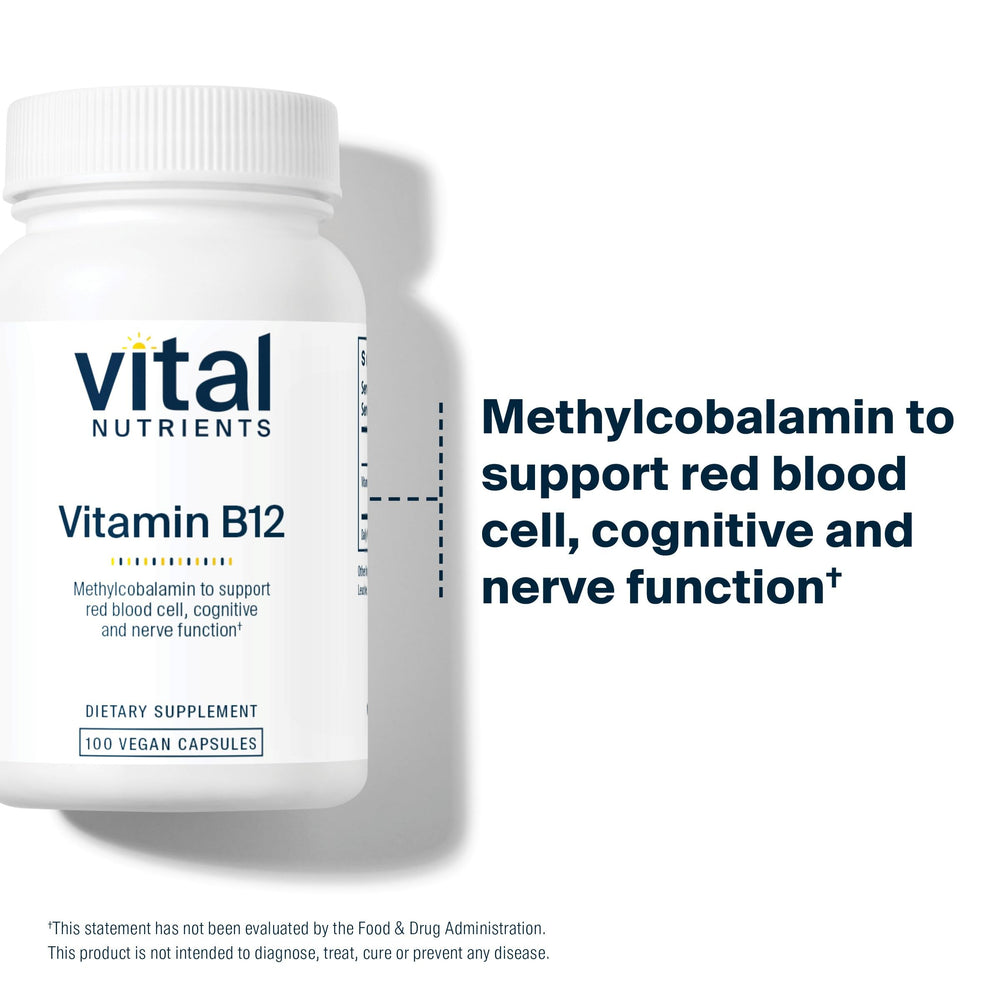 Lifestyle view of Vital Nutrients B12 packaging