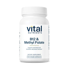 Vital Nutrients B12 & Methyl Folate bottle with vegan label
