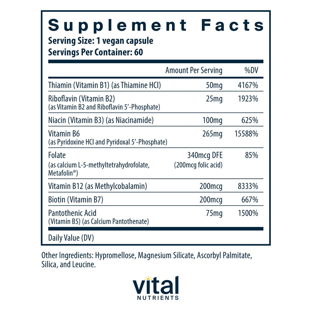 Close-up of B Complex vitamins for energy and stress support