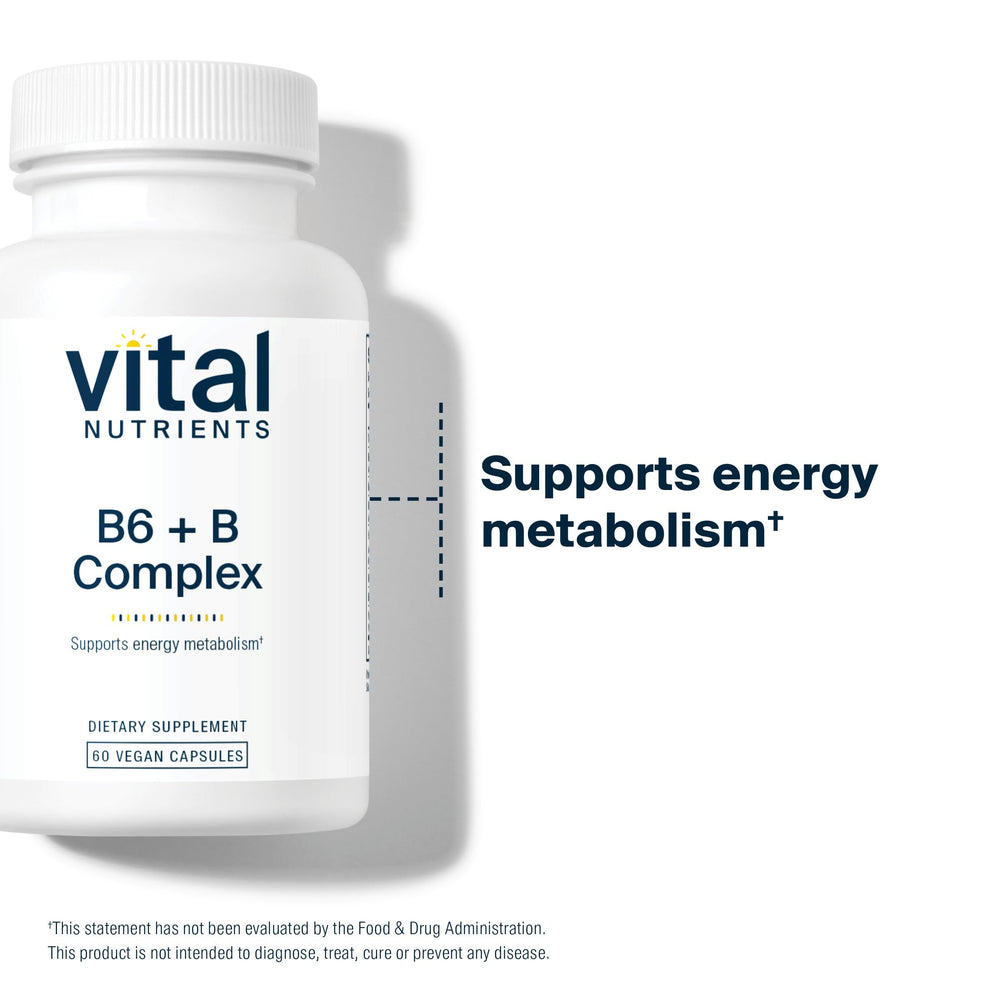 60-capule bottle labeled Vital Nutrients B6 + B Complex