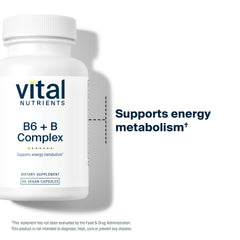 60-capule bottle labeled Vital Nutrients B6 + B Complex