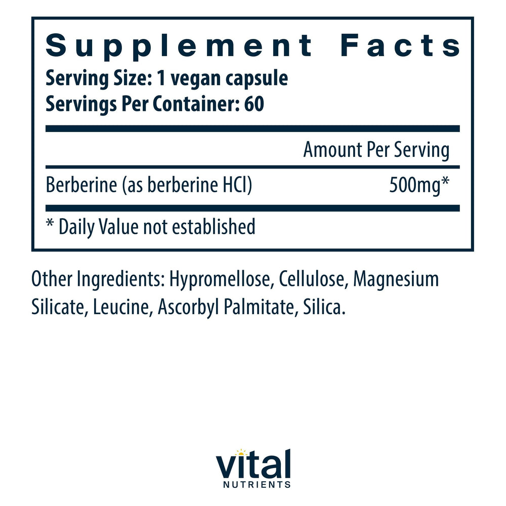 Berberine 500 mg vegan formula label