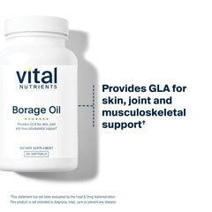 Nutrition facts panel for Vital Nutrients Borage Oil 1000mg