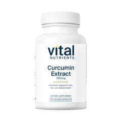 Front view of Vital Nutrients Curcumin Extract 700mg bottle with label