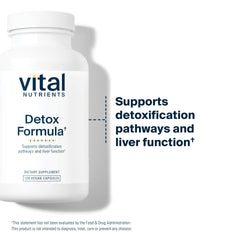 Vital Nutrients Detox Formula ingredients milk thistle and curcumin emphasize antioxidant support.