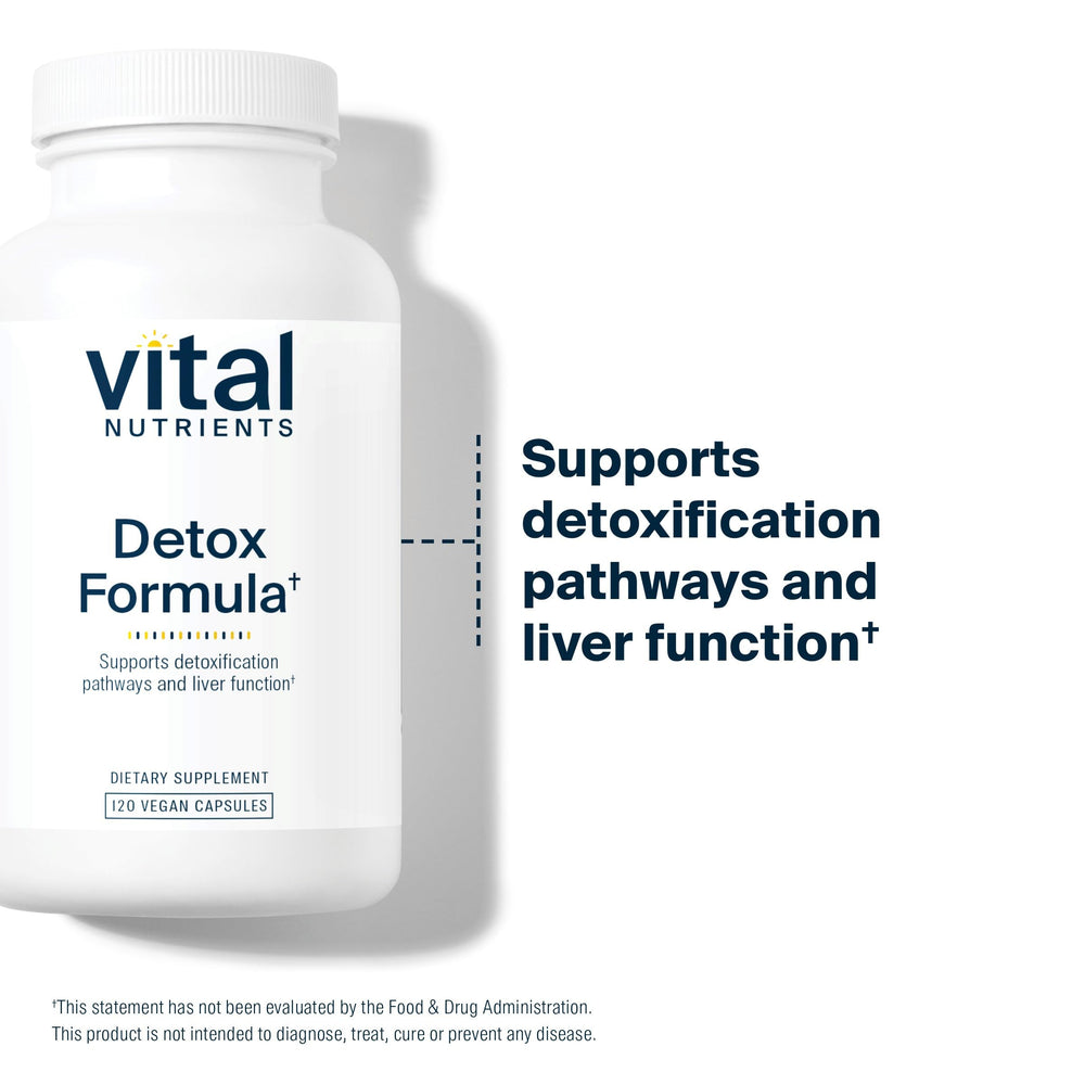 Vital Nutrients Detox Formula lab-testing seal signals third-party quality.