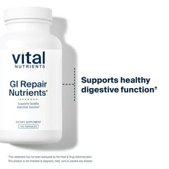 Vital Nutrients GI Repair Nutrients DGL panel emphasizes mucus membrane support benefits