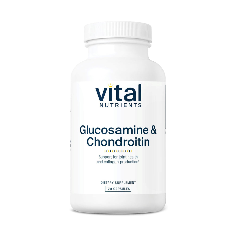 Bottle label for Vital Nutrients Glucosamine & Chondroitin 120 capsules