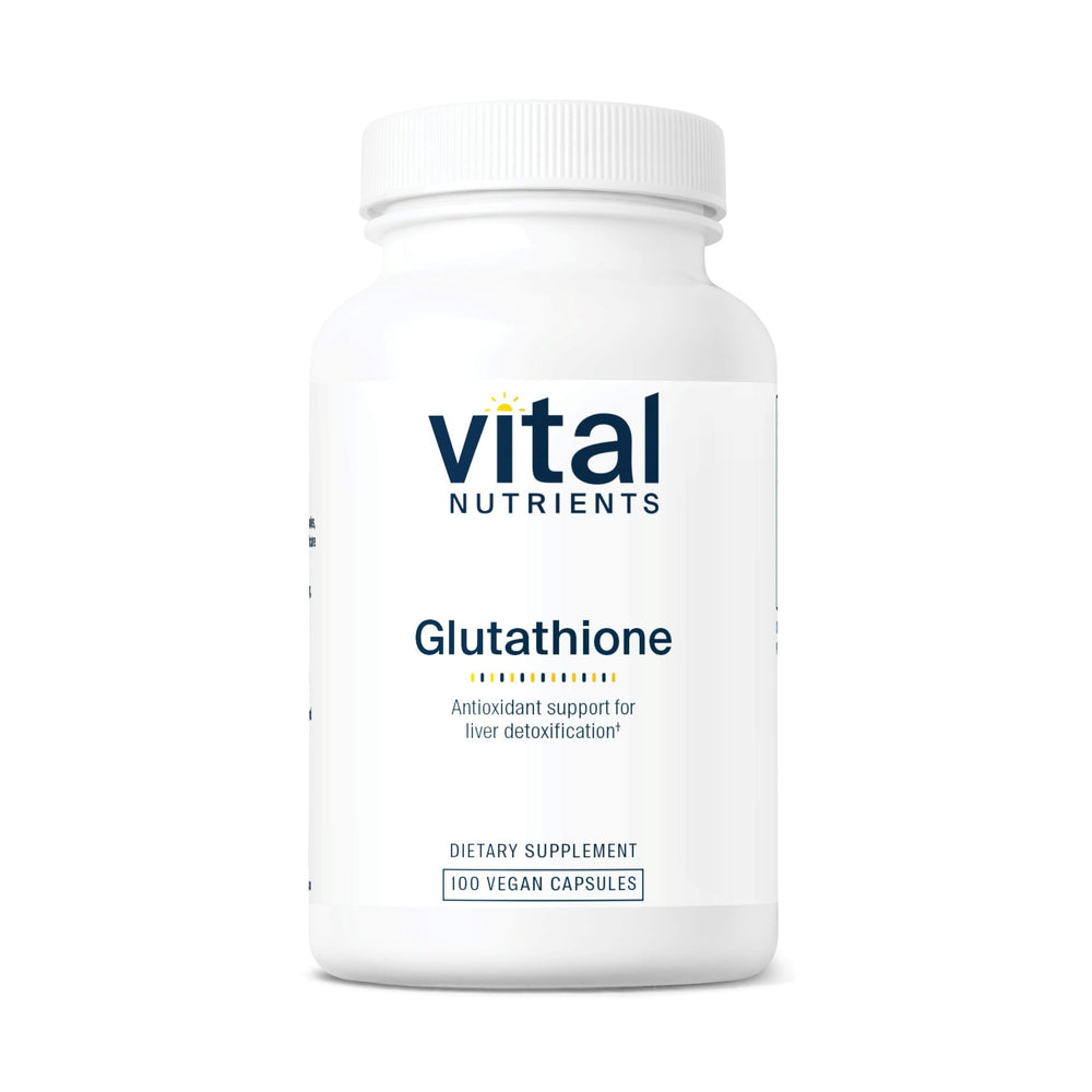 Vital Nutrients Glutathione 400mg bottle closeup showing antioxidant support for daily routines