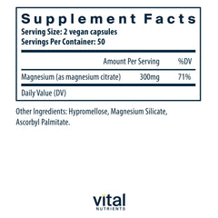 Close-up of Magnesium Citrate capsules for Vital Nutrients supplement