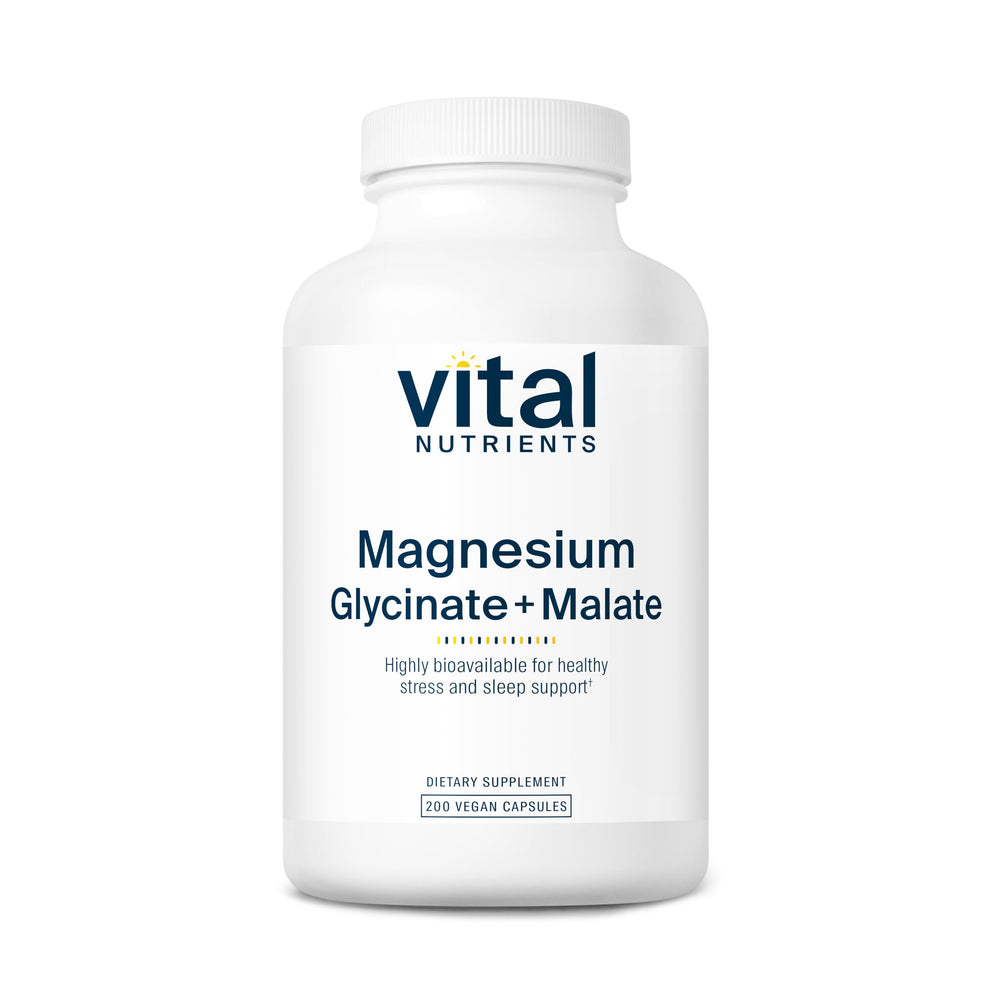 Vital Nutrients Magnesium Glycinate + Malate 120mg vegan capsules bottle