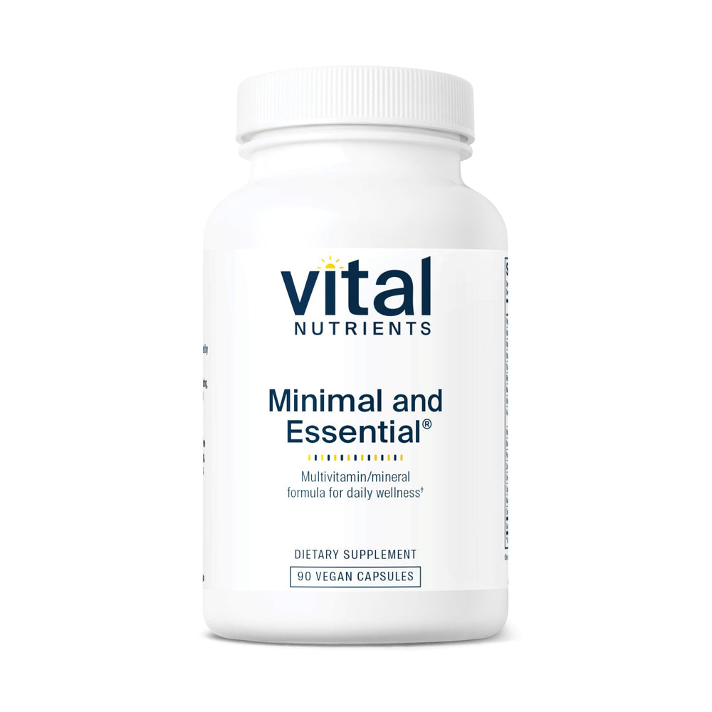 Front view of Vital Nutrients Minimal and Essential Multivitamin bottle