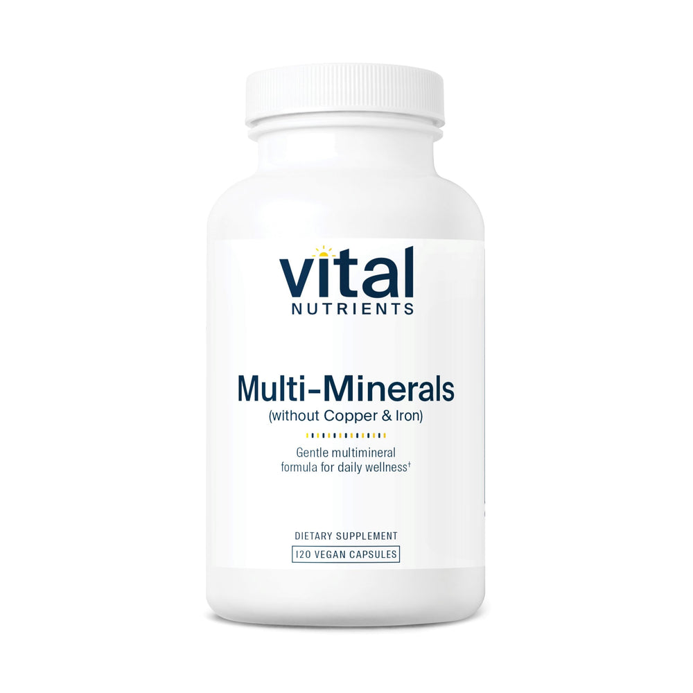 Vital Nutrients Multi-Minerals bottle with citrate and malate minerals, 120 capsules